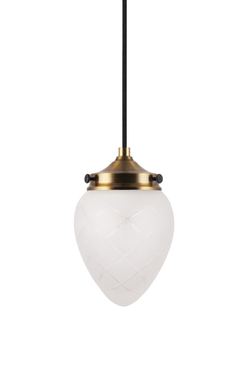 Juni Ø10 Antik messing/hvid vindueslampe Fra Globen Lighting - Juni med sit smukke slebne glas og metalskærm tager dig tilbage i tiden til starten af 1900-tallet.