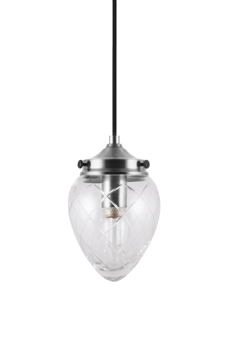 Juni Ø10 Antik stål/transparent vindueslampe Fra Globen Lighting - Juni med sit smukke slebne glas og metalskærm tager dig tilbage i tiden til starten af 1900-tallet.