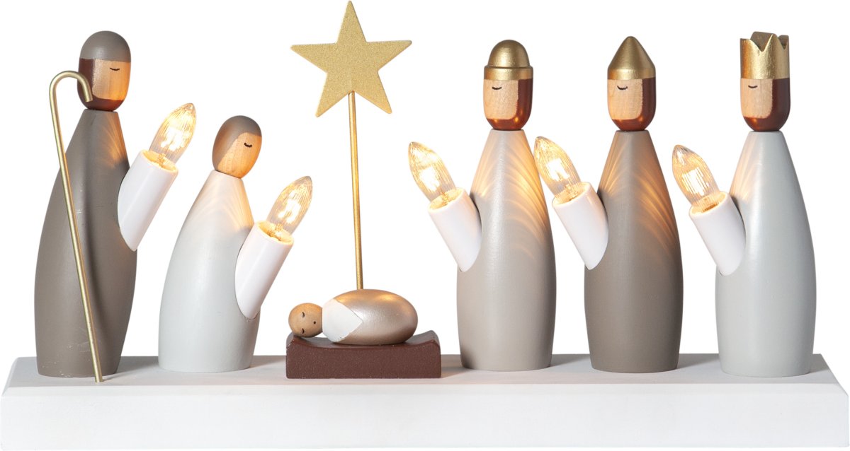 Nativity Candelabra Multi-formål Fra Star Trading - Leveres med 1,8 m hvid ledning, str&oslash;mafbryder og stik.