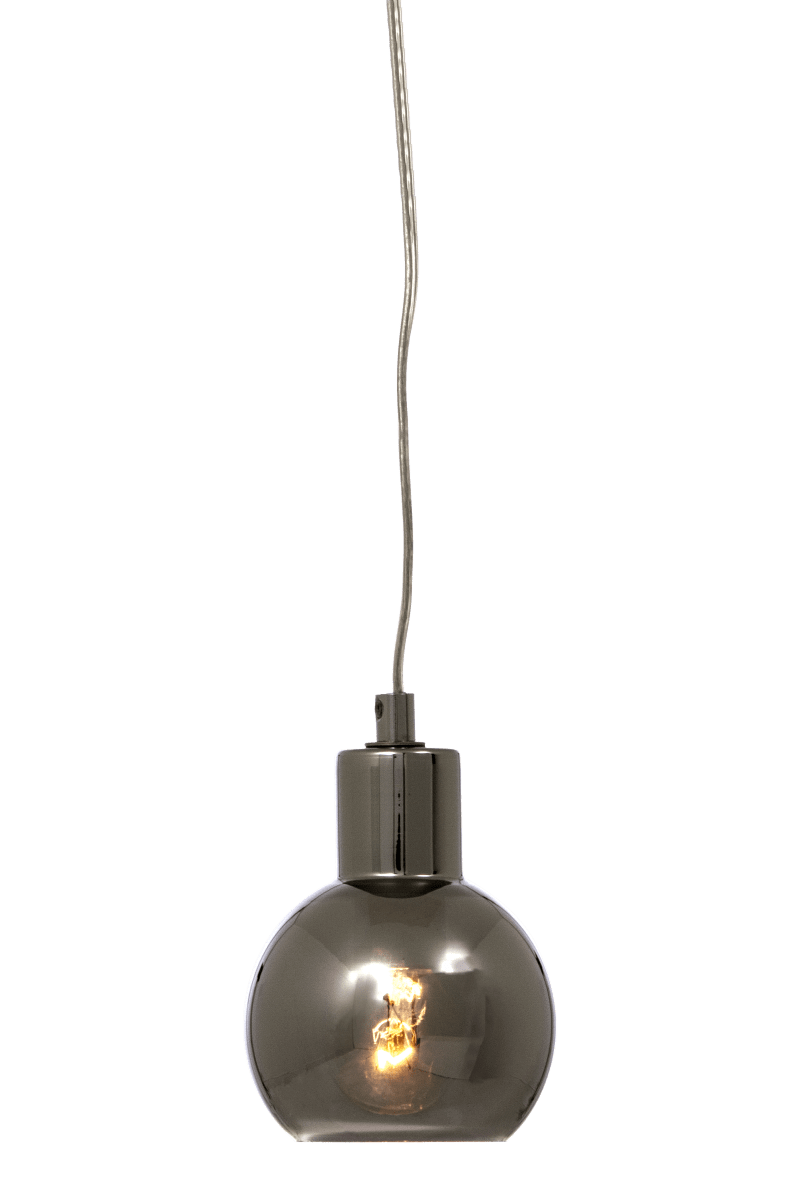 Leah Ø10 Røgfarvet vindueslampe Fra Aneta Lighting - Skærmen af røgfarvet glas giver et hyggeligt og behageligt lys, mens kromdetaljerne skaber en moderne kontrast.