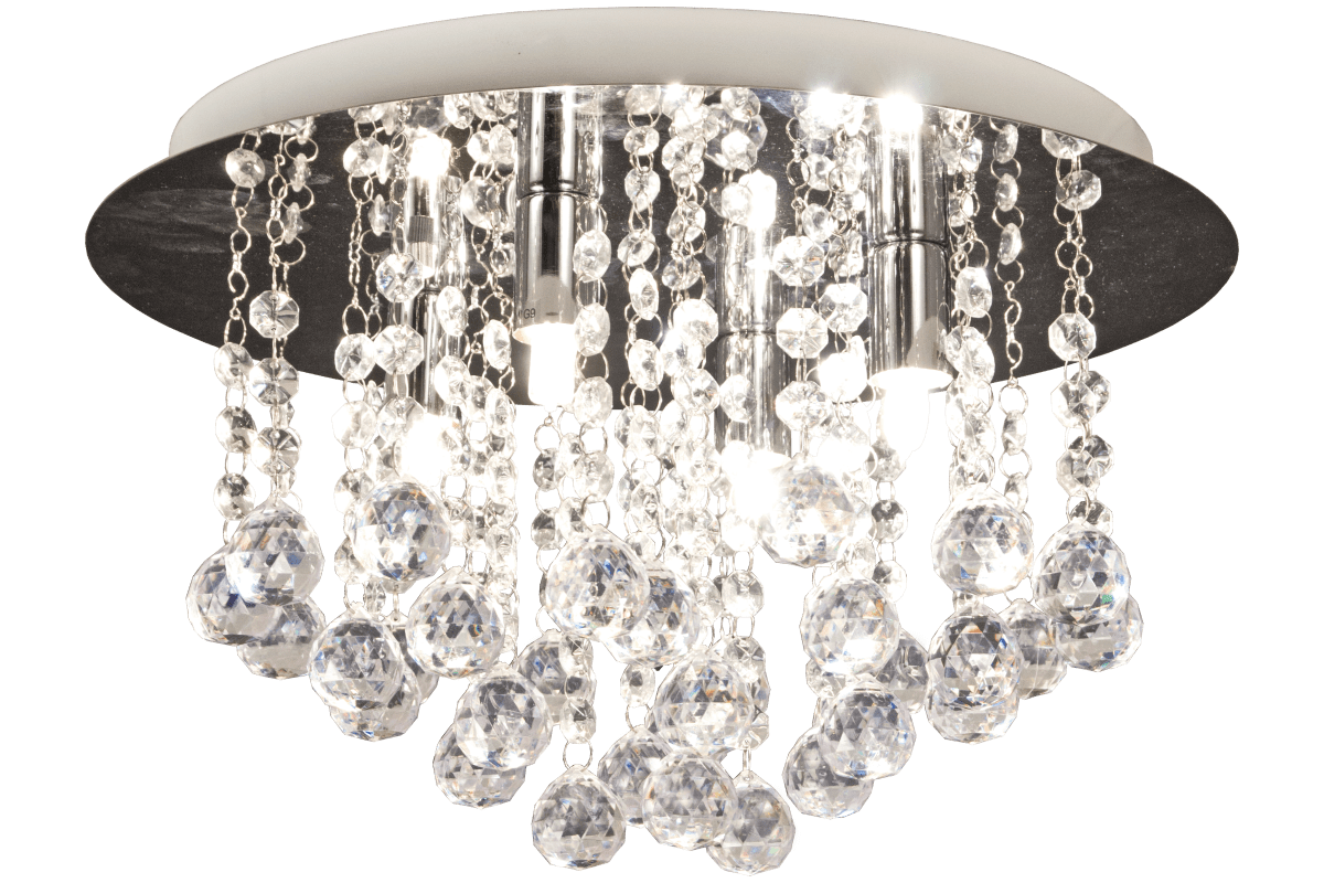 Donau Ø35 Chrom krystal Fra Aneta Lighting - De smukke, hængende krystaldråber reflekterer lyset på en spektakulær måde og skaber en elegant og sofistikeret atmosfære.