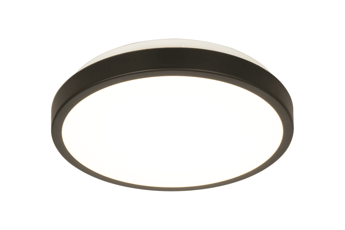 Anillo Ø30 Sort plafond Fra Aneta Lighting - Anillo loftslampe i sortlakeret metal og hvid plast er formet som en flad cirkel i farven hvid.