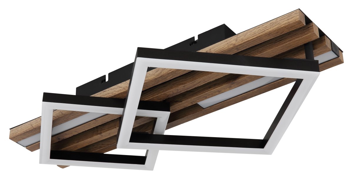 Obrien 47cm Træ plafond Fra Globo Lighting - Takf&auml;stet som efterliknar akustikpanel i kombination med de mattsvarta detaljerna i metall bidrar med industriell k&auml;nsla till rummet.