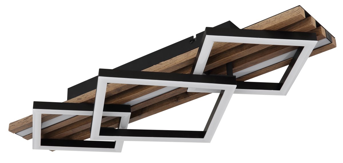Obrien 60cm Træ plafond Fra Globo Lighting - Takf&auml;stet som efterliknar akustikpanel i kombination med de mattsvarta detaljerna i metall bidrar med industriell k&auml;nsla till rummet.