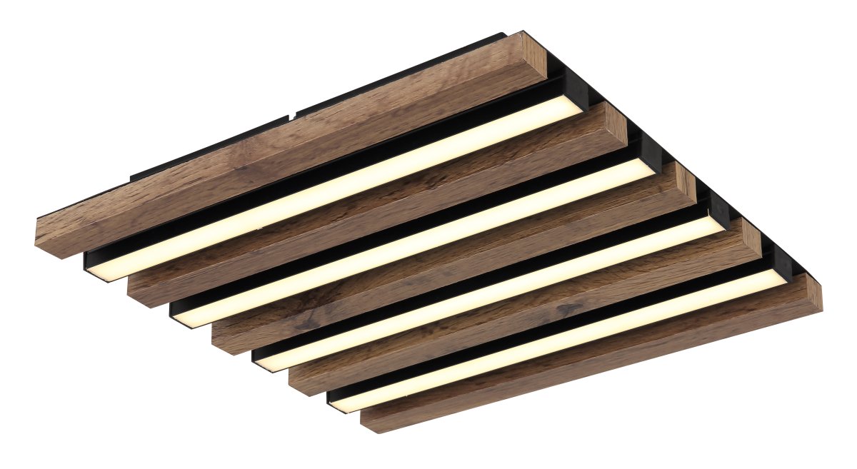 Hayden 30cm Træ plafond Fra Globo Lighting - Den kvadratiska plafonden Hayden &ouml;vertalar med sin moderna akustikpanel-look och bidrar med en h&auml;rlig ljusspridning i rummet.