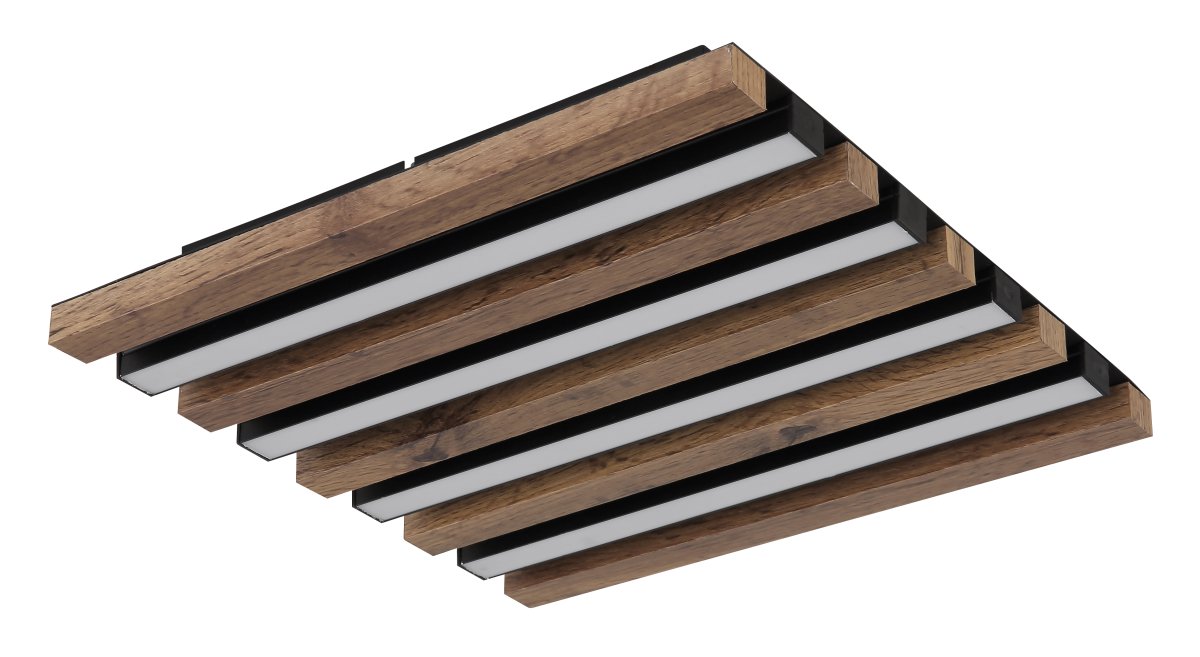 Hayden 30cm Træ plafond Fra Globo Lighting - Den kvadratiska plafonden Hayden &ouml;vertalar med sin moderna akustikpanel-look och bidrar med en h&auml;rlig ljusspridning i rummet.
