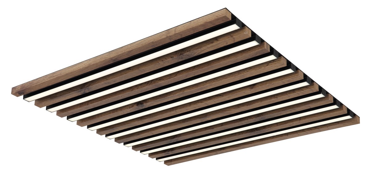 Hayden 60cm Træ plafond Fra Globo Lighting - Den kvadratiska plafonden Hayden &ouml;vertalar med sin moderna akustikpanel-look och bidrar med en h&auml;rlig ljusspridning i rummet.