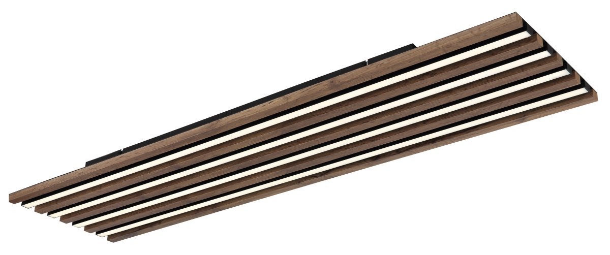 Hayden 120cm Træ plafond Fra Globo Lighting - Den rektangul&auml;ra plafonden Hayden &ouml;vertalar med sin moderna akustikpanel-look och bidrar med en h&auml;rlig ljusspridning i rummet.