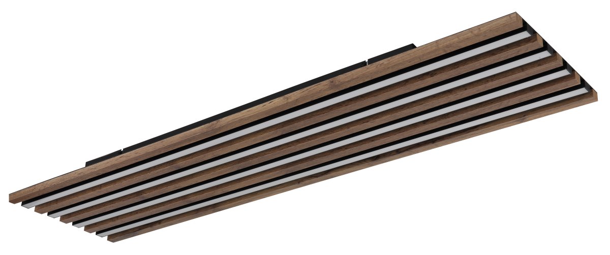 Hayden 120cm Træ plafond Fra Globo Lighting - Den rektangul&auml;ra plafonden Hayden &ouml;vertalar med sin moderna akustikpanel-look och bidrar med en h&auml;rlig ljusspridning i rummet.