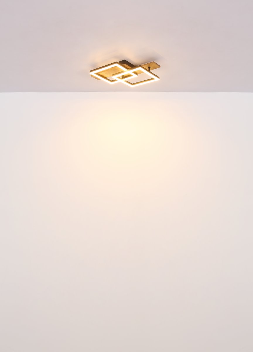Jeffry 44cm Træ plafond Fra Globo Lighting - Takf&auml;stet som efterliknar tr&auml; i kombination med de mattsvarta detaljerna i metall bidrar med industriell k&auml;nsla till rummet.