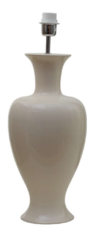 Mindy 50cm Beige lampefod Fra Hallbergs - Denna eleganta lampfot i keramik har en mjuk, klassisk form och en blank kr&auml;mbeige finish som ger ett varmt och stilrent uttryck.