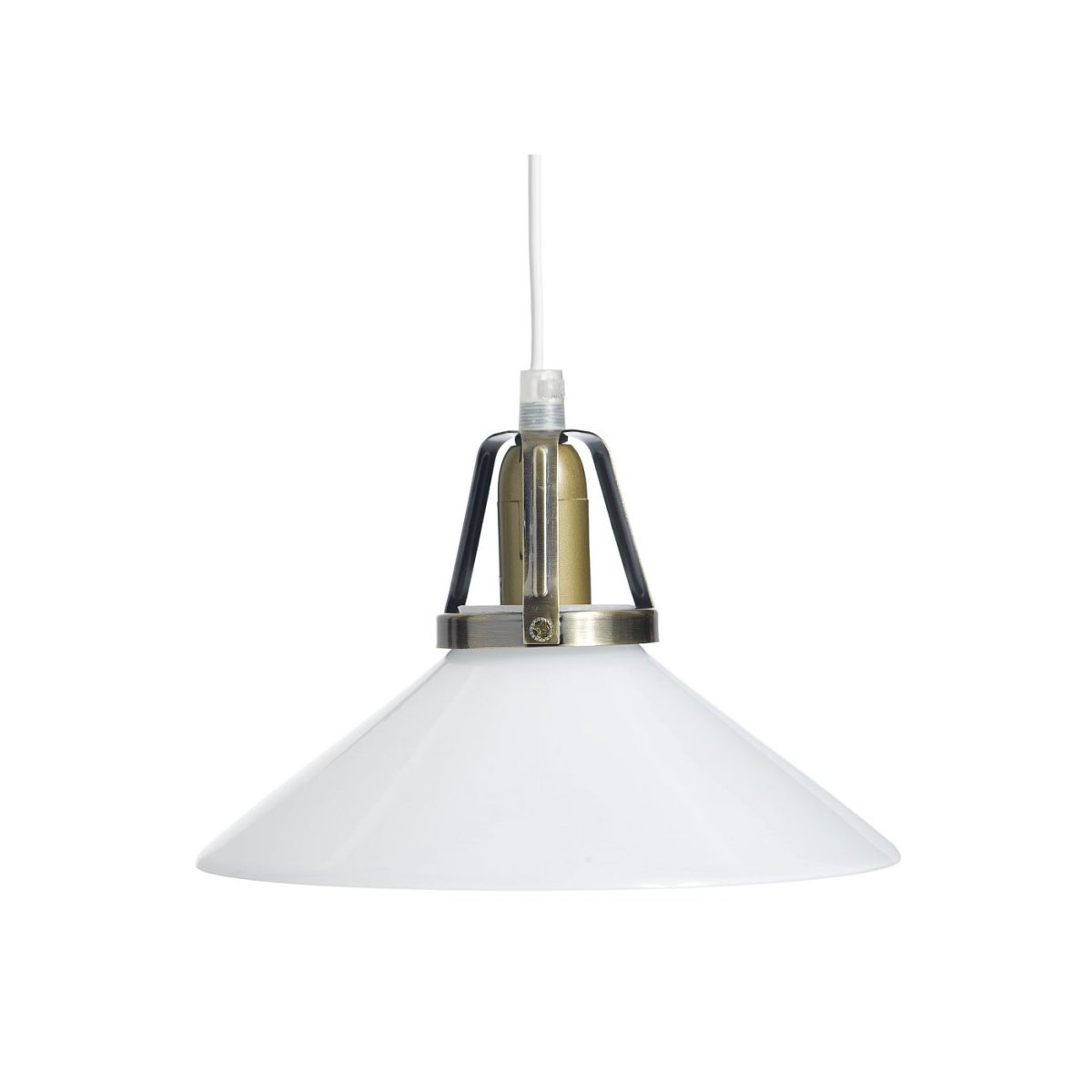 Skomagerlampe Ø20 Hvid loftslampe Fra Oriva - Denne klassiske skomagerlampe er en tidløs loftspendel, der kombinerer glas og metal i et elegant design.