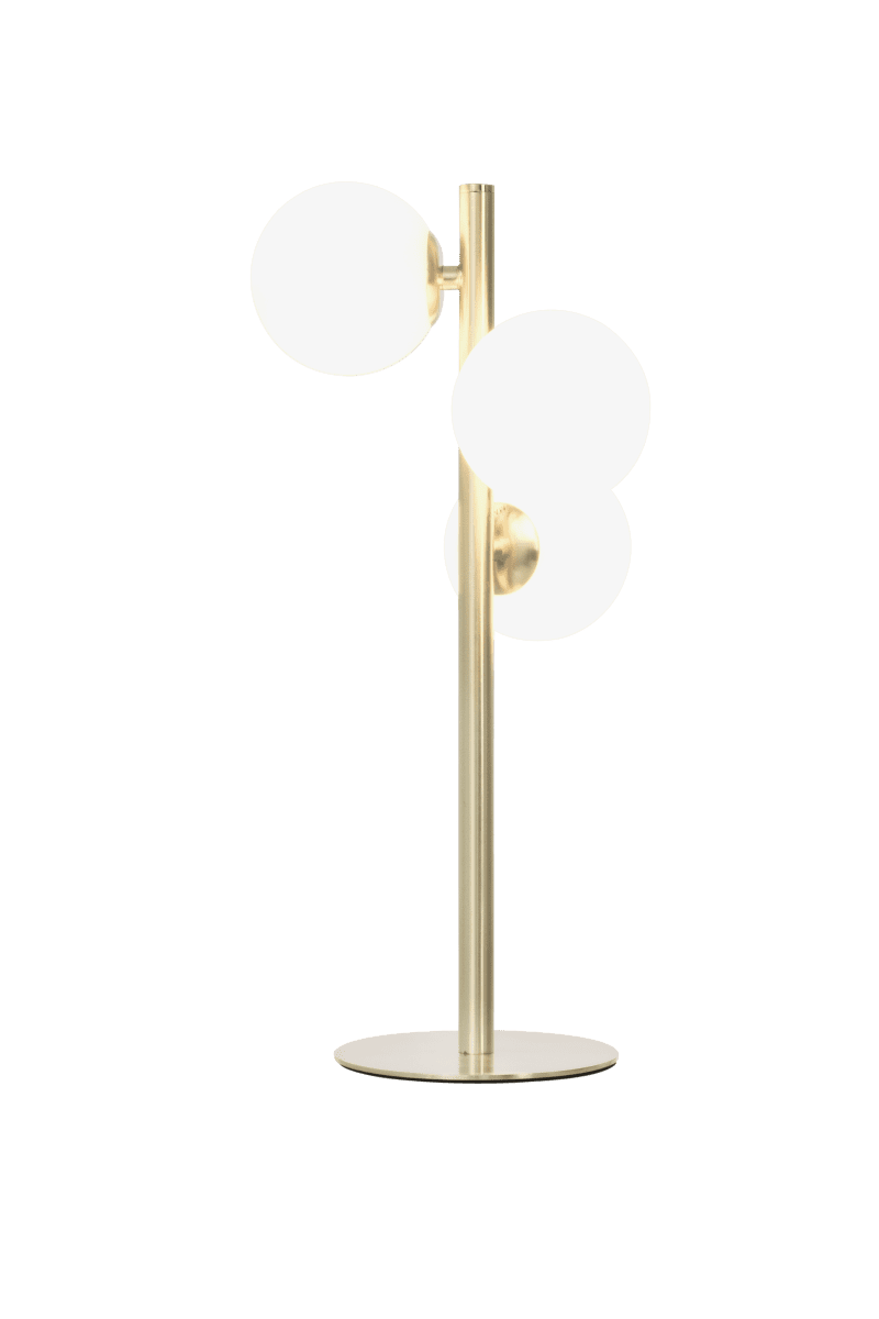 Molekyl 46cm Mat messing bordlampe Fra Aneta Lighting - Molekyl bordlampe med lampefod i mat messing og 3 opalhvide glaskopper.