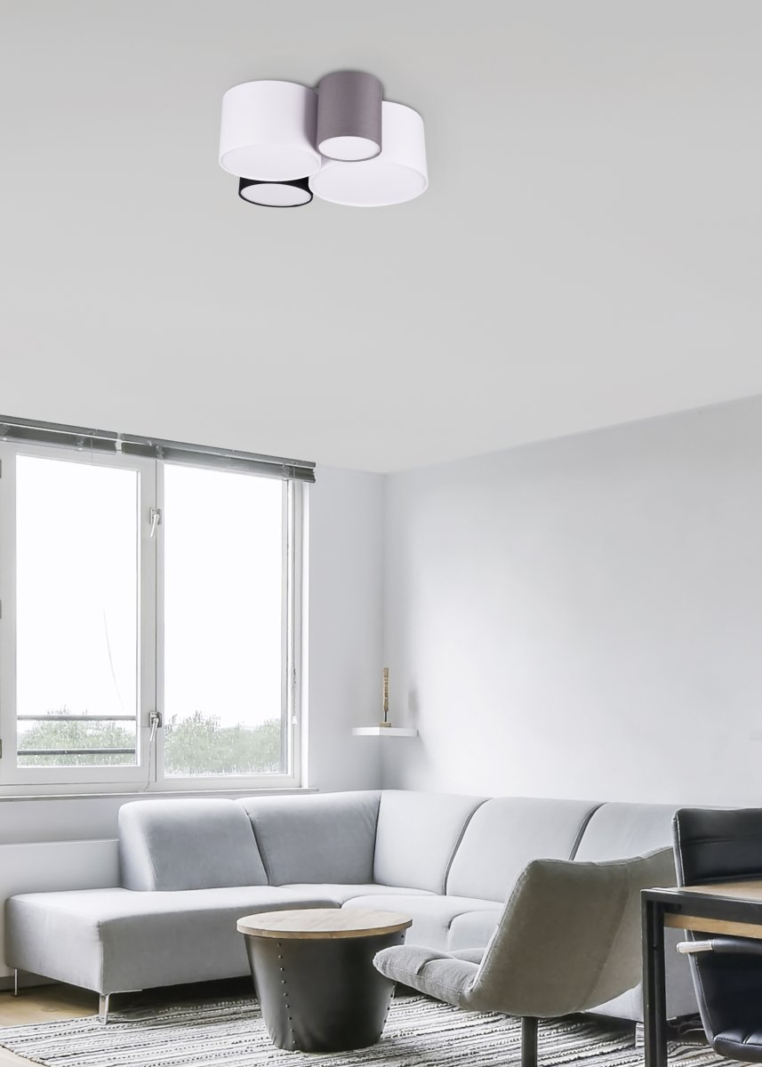 Hotel 50cm Flerfarvet plafond Fra Trio Lighting - HOTEL loftslampen med sine fire p&aelig;rer er s&aelig;rligt effektiv i stuer og sovev&aelig;relser, hvor den skaber harmoniske lysaccenter og giver et hyggeligt indtryk.