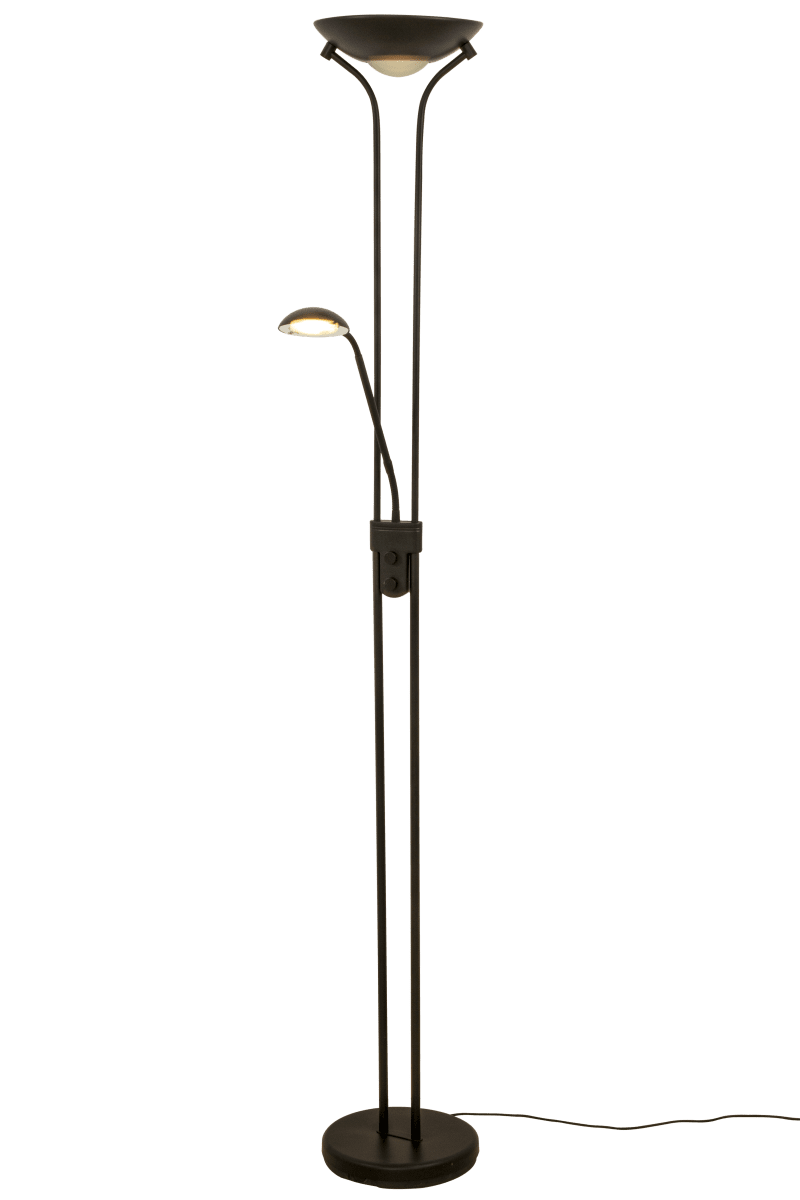 Nice Sort gulvlampe Fra Aneta Lighting - Flot gulv-uplight er perfekt b&aring;de til arbejde og fredag aften og giver et varmt hvidt sk&aelig;r p&aring; 3000K.
