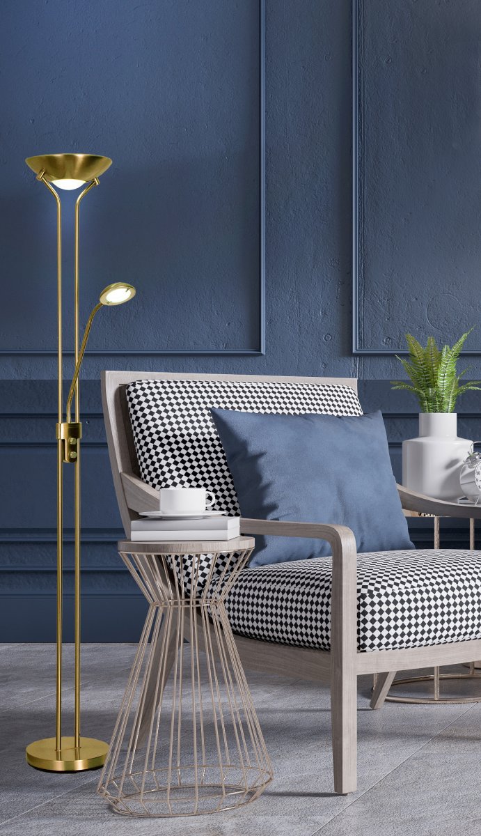 Nice Antik gulvlampe Fra Aneta Lighting - Flot gulv-uplight er perfekt både til arbejde og fredag aften og giver et varmt hvidt skær på 3000K.