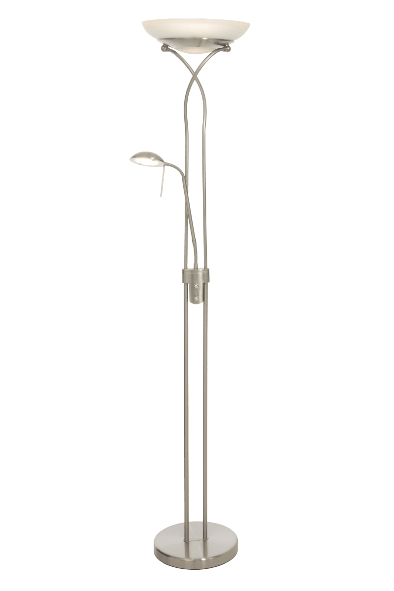 Cannes Stål gulvlampe Fra Aneta Lighting - Dette er lampen til dig, der ønsker justerbart almenlys og godt læselys, til håndarbejde eller læsning, i én og samme lampe.