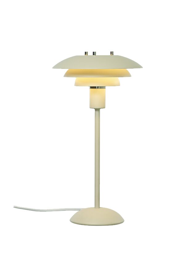 Epsilon 37cm Beige bordlampe Fra Aneta Lighting - Detaljer i krom og mat messing medfølger, syning; du kan selv vælge, hvilken der passer bedst ind i dit hjem.