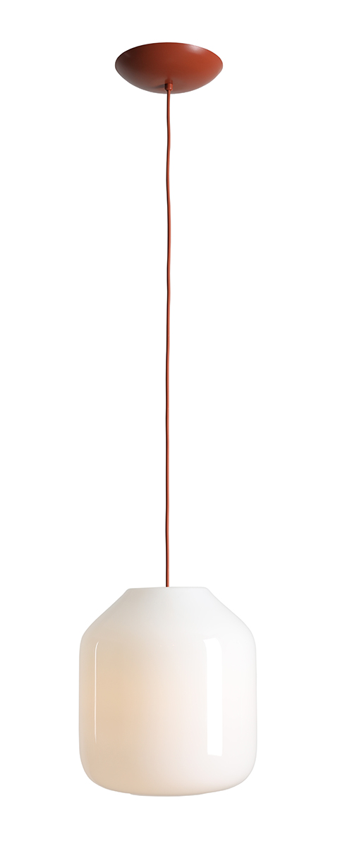 Flask Ø27 Terrakotta loftslampe Fra Artera - Den generøse opalglasskærm har en diameter på 27 cm og spreder et blødt og behageligt lys, der skaber en indbydende atmosfære i rummet.