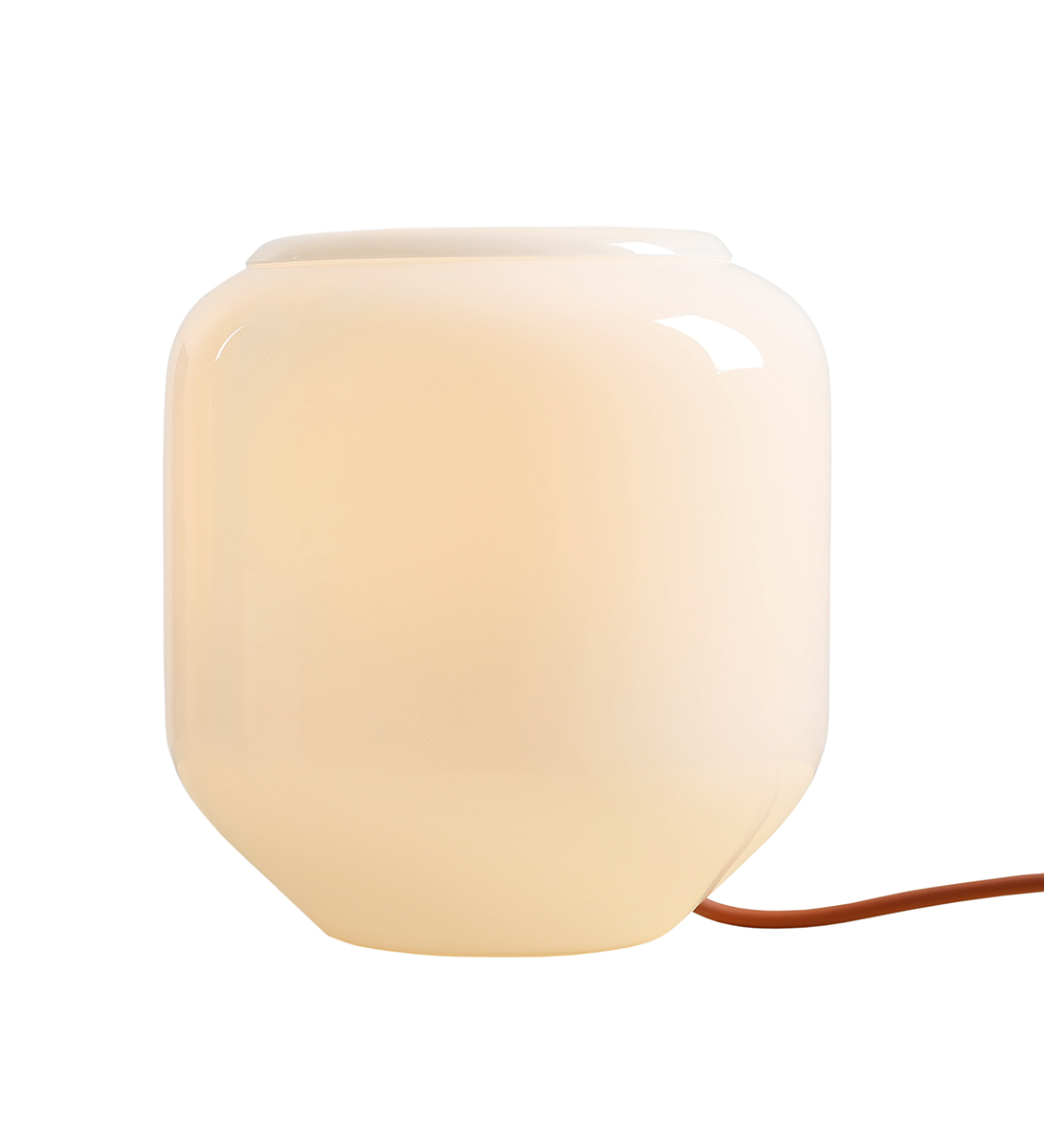 Flask 18cm Hvid/terrakotta bordlampe Fra Artera - Flask er en stilfuld bordlampe med bl&oslash;de, afrundede former og et moderne farveskema.