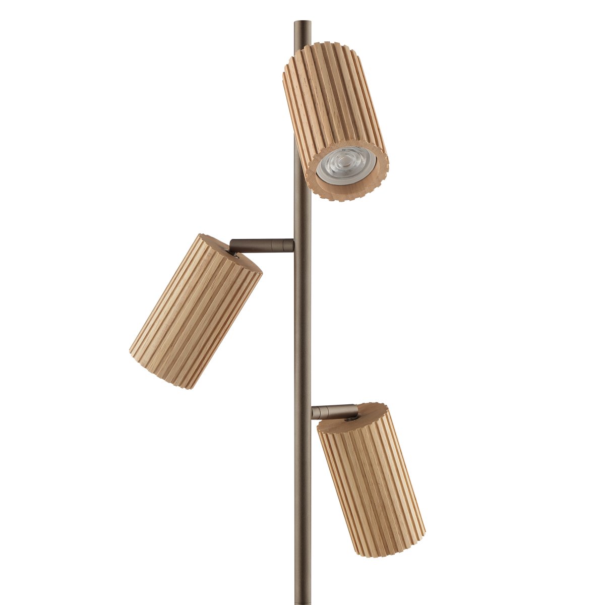 Lakewood Brun gulvlampe Fra Brilliant - Lakewood gulvlampe kombinerer brunt metal med lyst, ribbet træ for et varmt og stilfuldt udtryk.