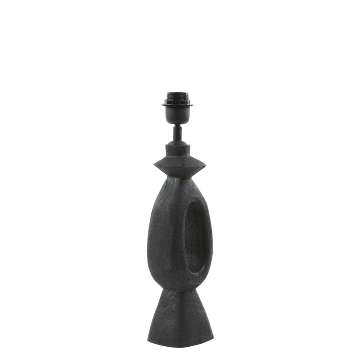 Django 45cm Sort lampefod Fra Light & Living - Denne unikke lampefod er lavet af træ med en elegant matsort finish og har en dynamisk form, der giver et kunstnerisk udtryk.