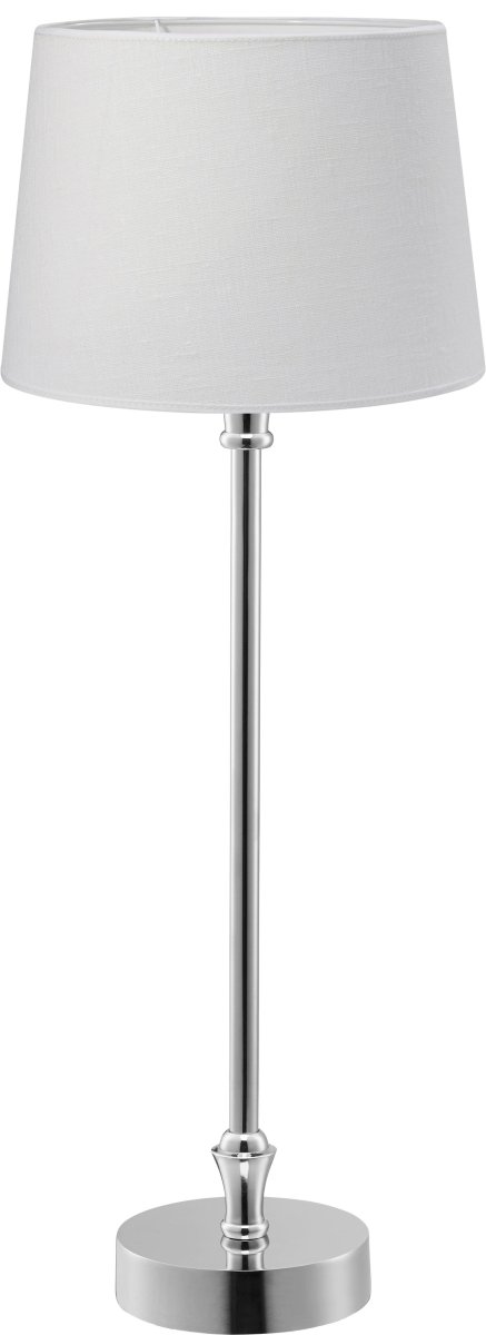 Liam 60cm Sølv/Hvid bordlampe Fra PR Home - Sk&aelig;rmen er 20 cm bred og 15,5 cm h&oslash;j og har en E27 ringholder.