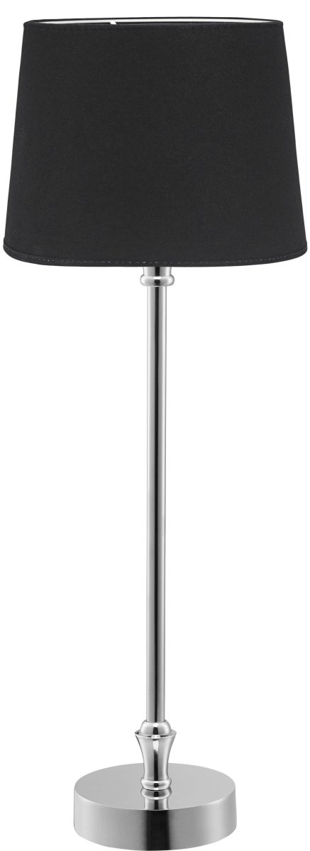 Liam 60cm Sølv/sort bordlampe Fra PR Home - Skærmen er 20 cm bred og 15,5 cm høj og har en E27 ringholder.