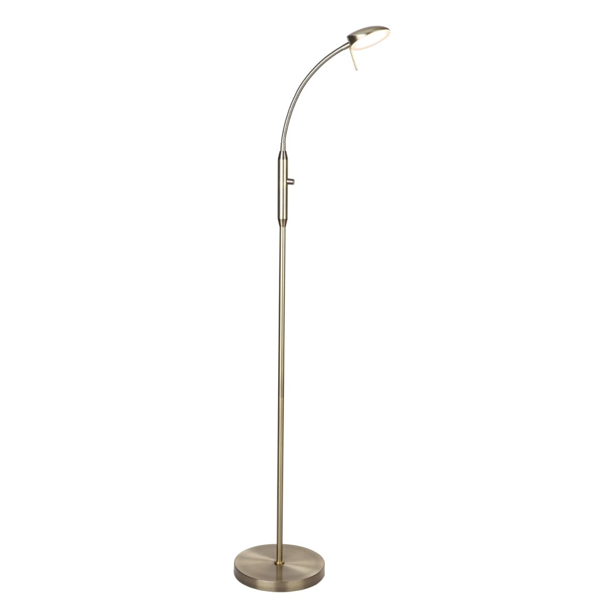 Vegas 1 Antik messing gulvlampe Fra Halo Design - Den antikke messingfinish giver Vegas et sofistikeret look, der passer ind i enhver form for indretning.
