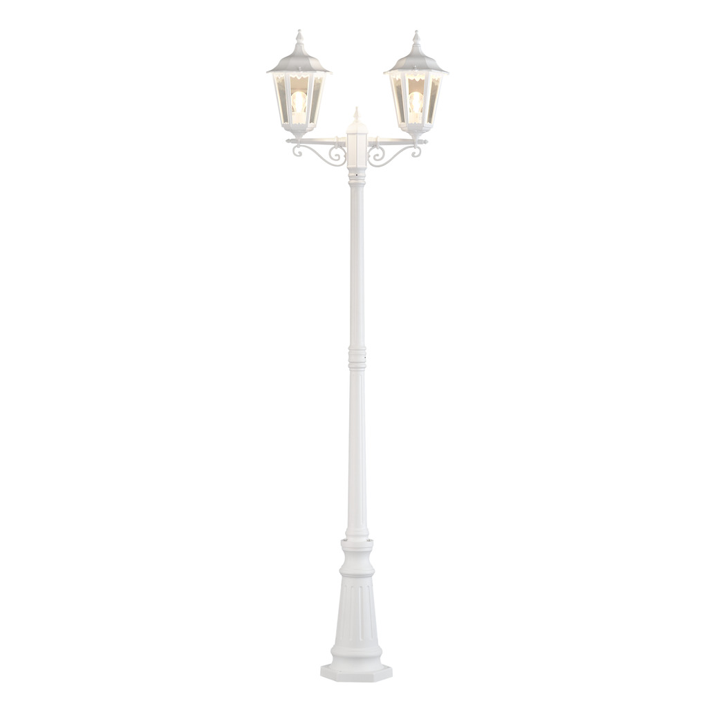 Firenze 220cm Hvid lygtepæl Fra Konstsmide - Firenzew-arm post &auml; er en klassisk og elegant udend&oslash;rslampe med to&aring; smukke lanterner.