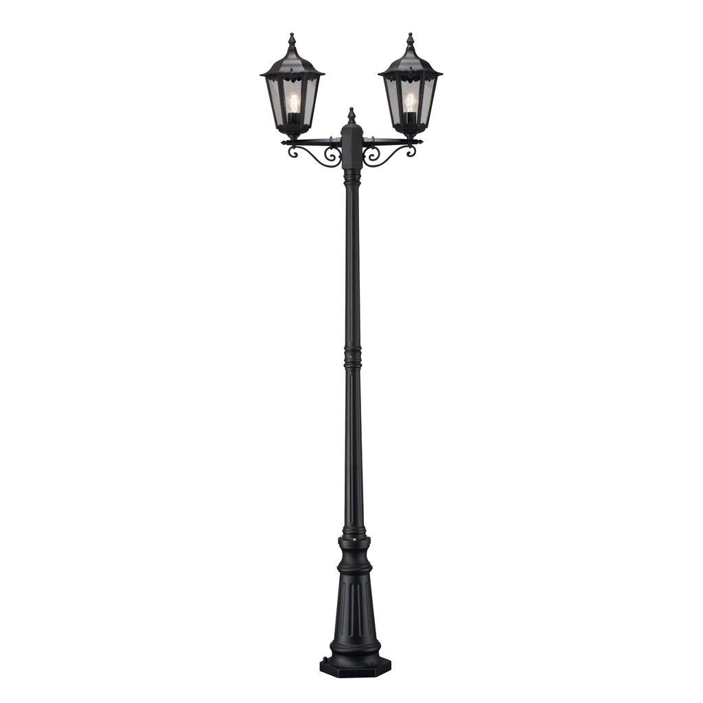 Firenze 220cm Sort lygtepæl Fra Konstsmide - Firenze 2-armet stang er en klassisk og elegant udend&oslash;rslampe med to flotte lanterner.