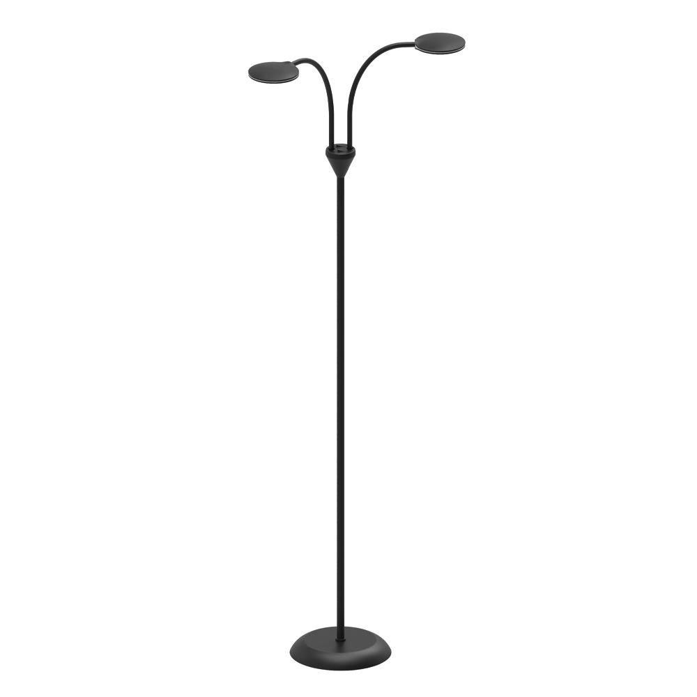 Fix 2 Sort gulvlampe Fra Halo Design - De to&aring; de bevægelige arme har hver en skærm med integreret LED tændt; 5W.