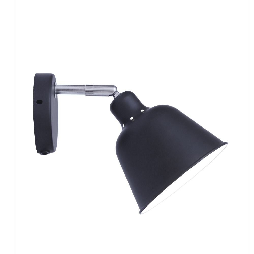 Carpenter Sort læselampe Fra Halo Design - Leveres med 2m sort tekstilledning, str&oslash;mafbryder og stik.