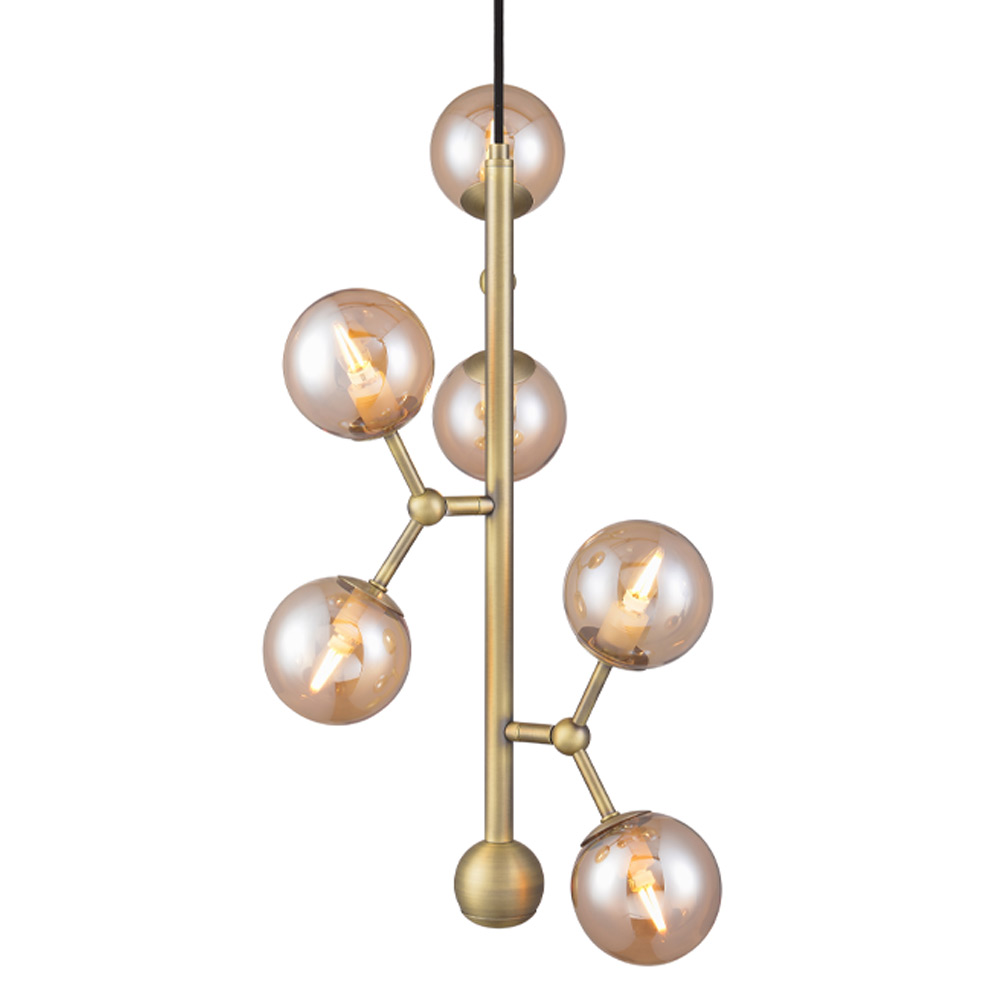 Atom vertical Ø30 Antik messing loftslampe Fra Halo Design - Rammens tre arme er bevægelige, hvilket giver dig mulighed for at skabe dit eget design og mønster på lampen og rette kopperne derhen, hvor du vil.