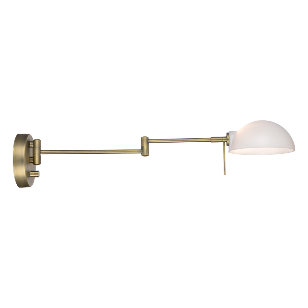 Kjøbenhavn 60cm Antik messing væglampe Fra Halo Design - Den stilfulde kombination af metal med en antik messingfinish og opalglas giver en moderne og sofistikeret følelse.
