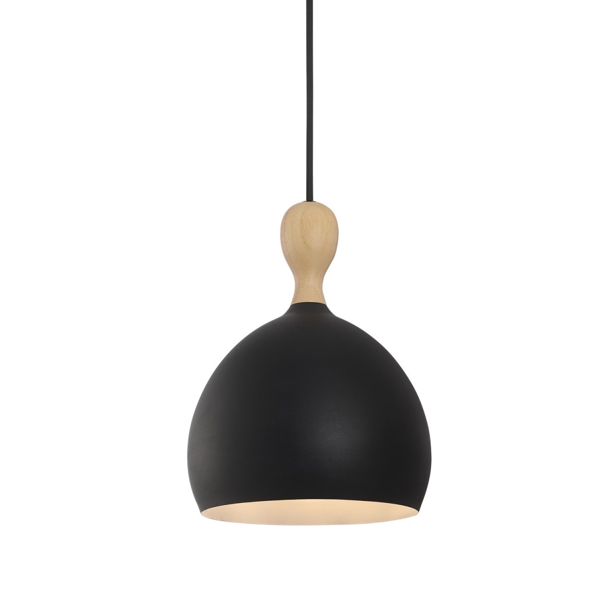 Dueodde Ø18 Sort loftslampe Fra Halo Design - Dueodde er en serie af lamper med buede former og kontrasten mellem metal og olieret eg giver disse lamper en unik stil.