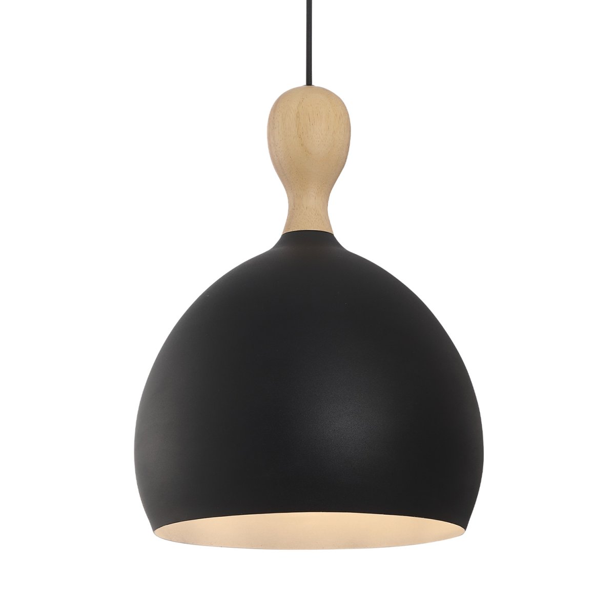 Dueodde Ø30 Sort loftslampe Fra Halo Design - Dueodde er en serie af lamper med buede former og kontrasten mellem metal og olieret eg giver disse lamper en unik stil.