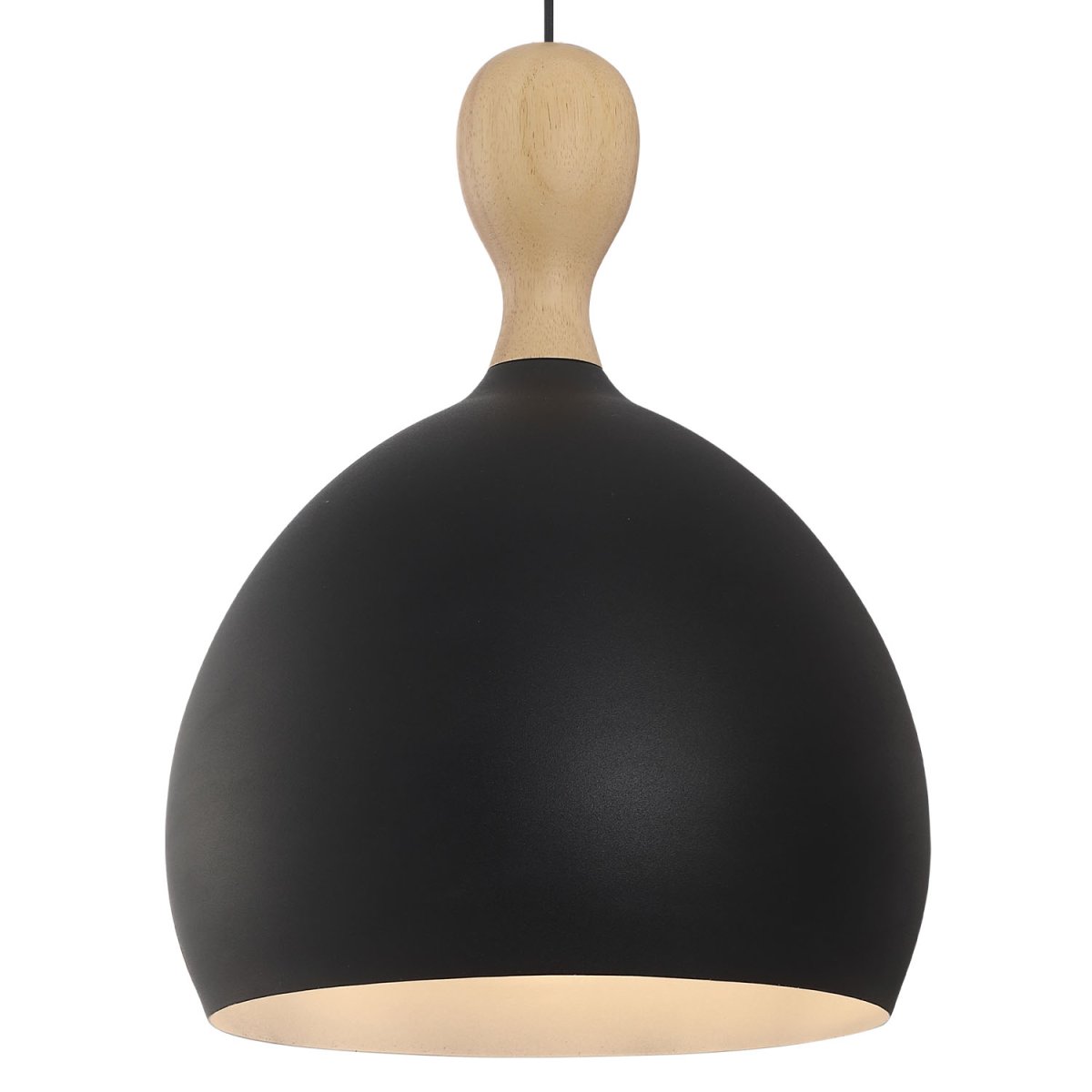 Dueodde Ø40 Sort loftslampe Fra Halo Design - Dueodde er en serie af lamper med buede former og kontrasten mellem metal og olieret eg giver disse lamper en unik stil.