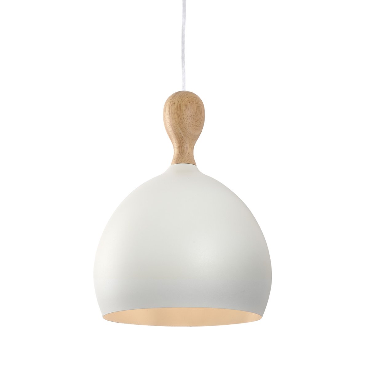 Zoom billede af Dueodde Ø24 Hvid loftslampe Fra Halo Design - Dueodde er en serie af lamper med buede former og kontrasten mellem metal og olieret eg giver disse lamper en unik stil.