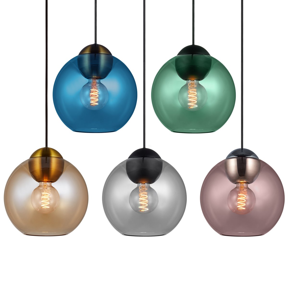 Bubbles Ø24 Rav loftslampe Fra Halo Design - Det ravfarvede glas i kombination med detaljerne i antik messing bidrager til en elegance og giver en flot spredning af lys i rummet, n&aring;r det er oplyst.