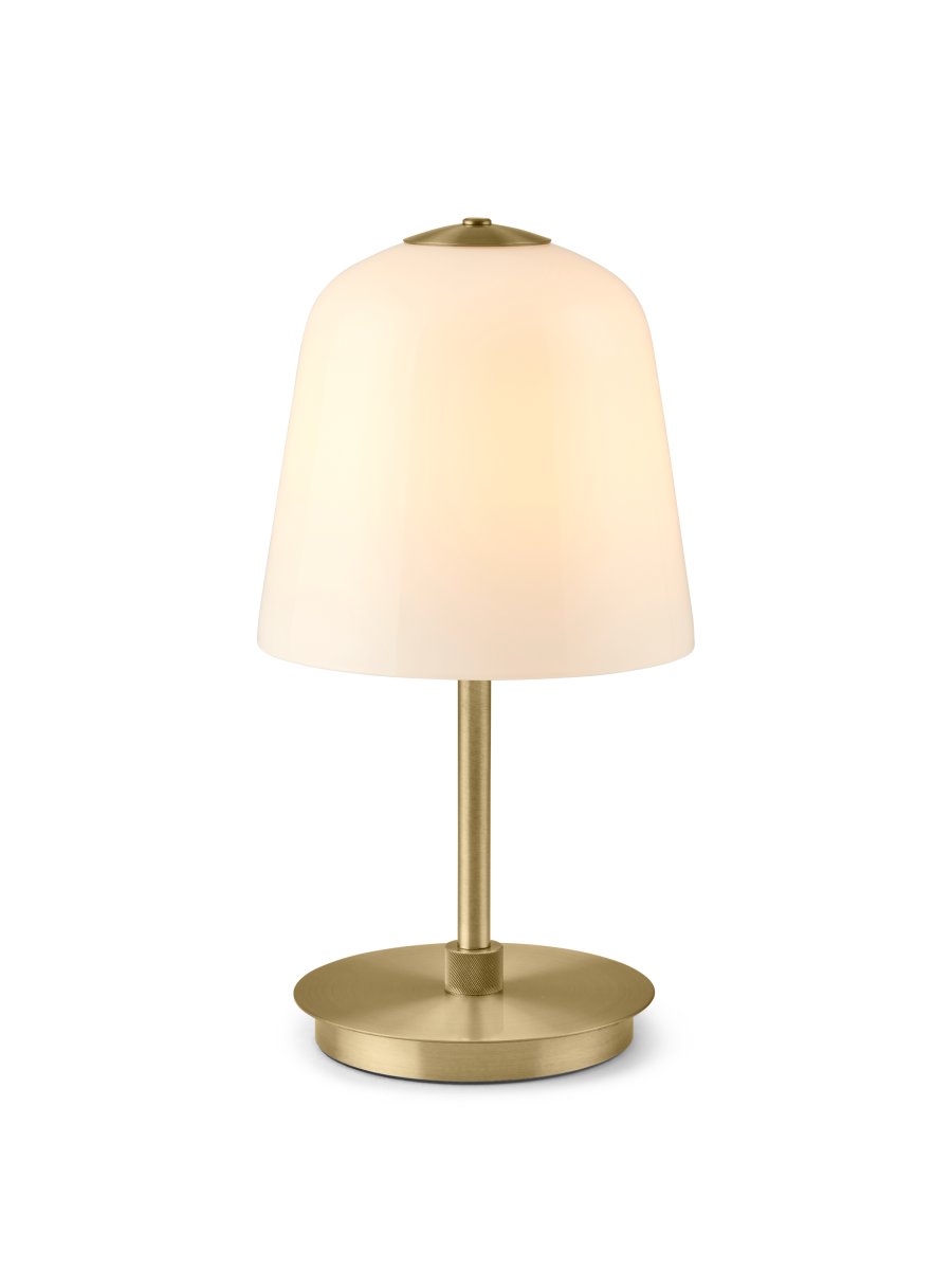Room 49 28cm Antik messing bærbar Fra Halo Design - Med d&aelig;mpbar touch-funktion i tre trin er Room 49 b&aring;de praktisk og sofistikeret, perfekt til alt interi&oslash;r.