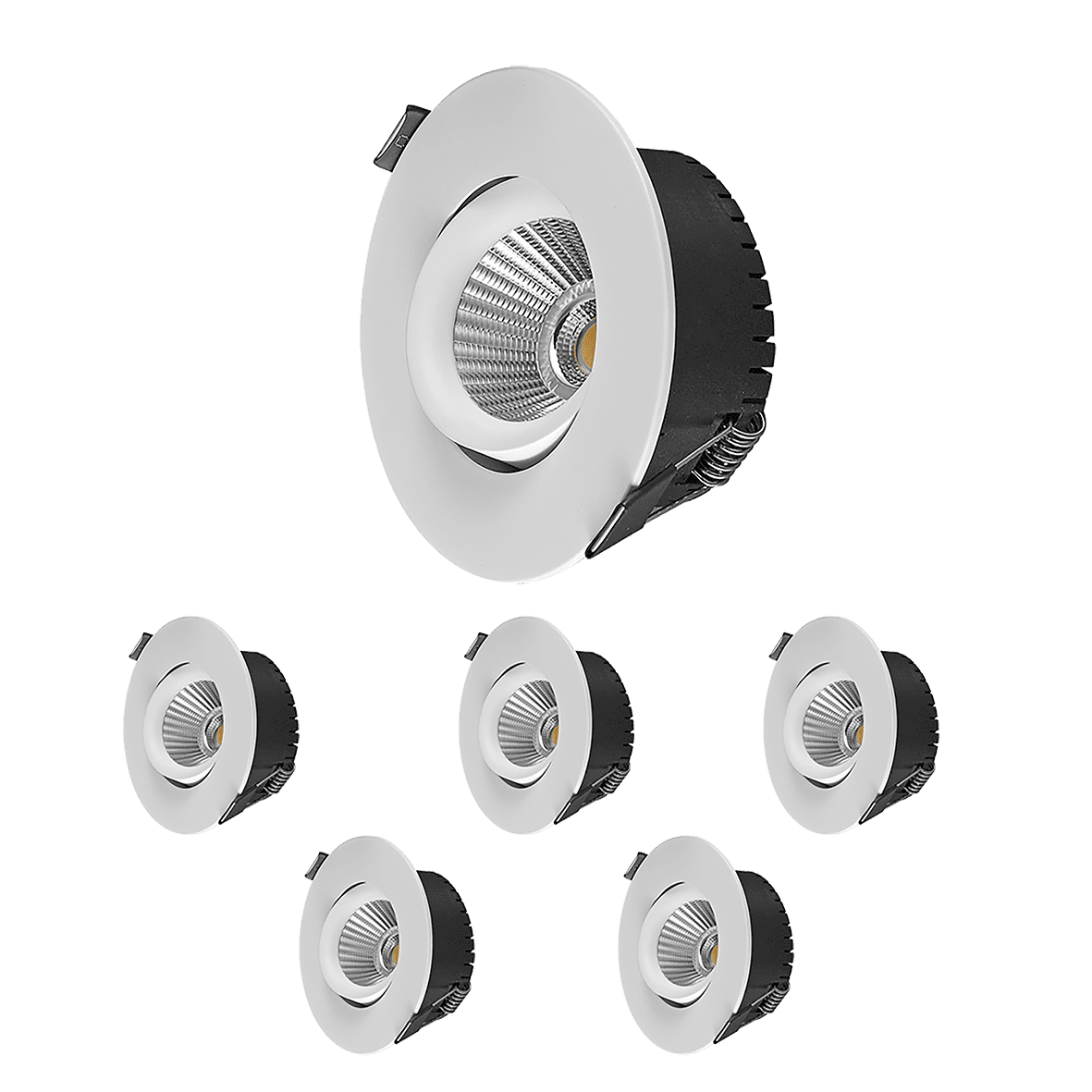 Bondy Downlight 6-pk Hvid Fra Designlight - Installationsdybden er kun 32,5 mm, hvilket betyder, at det kan installeres, hvor der er begr&aelig;nset plads, for eksempel med en 25 mm stolpe og gipsplader.