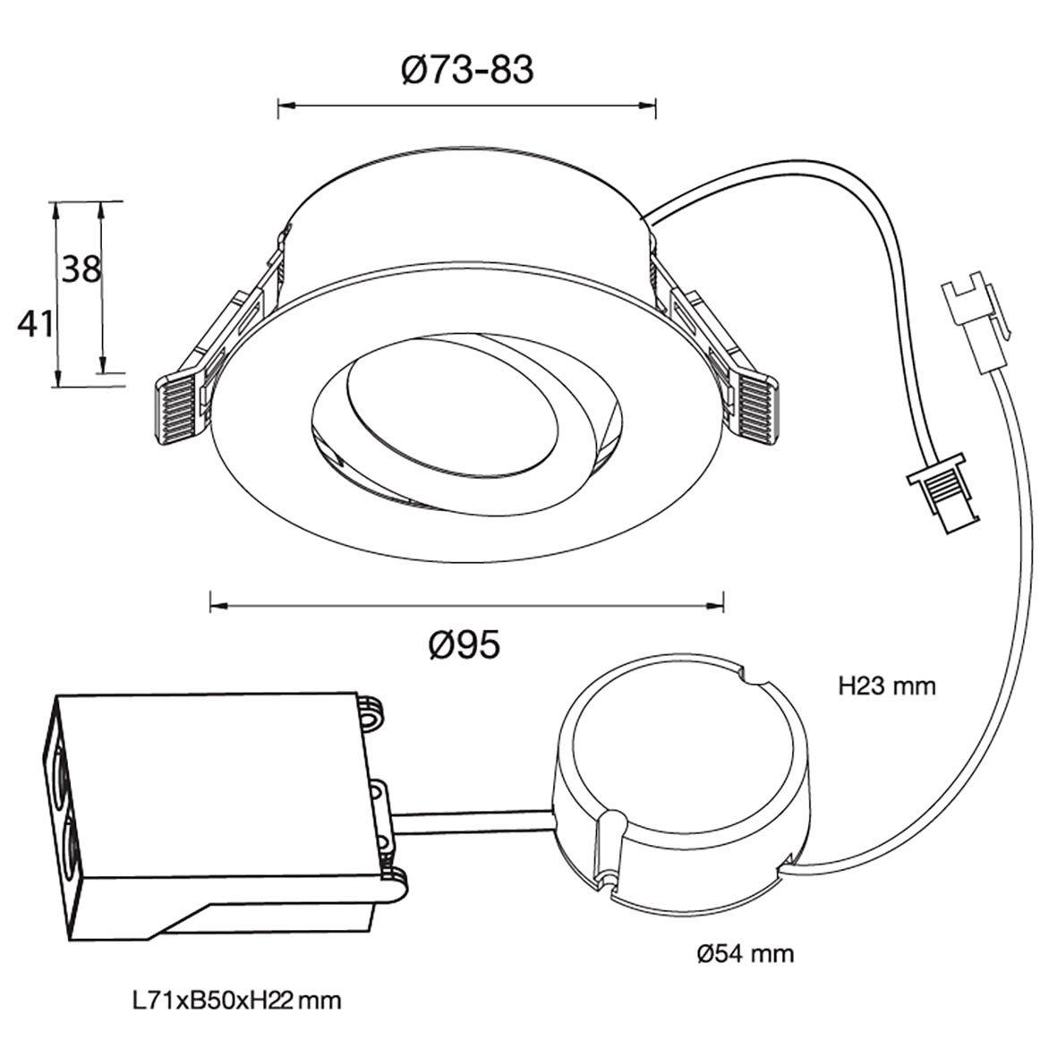 D-007 Downlight 4000K Hvid Fra Designlight - Armaturets driver og samled&aring;se (inkluderet) er designet til at blive monteret med 28 linser i kombination med 12-13 mm loftplader.