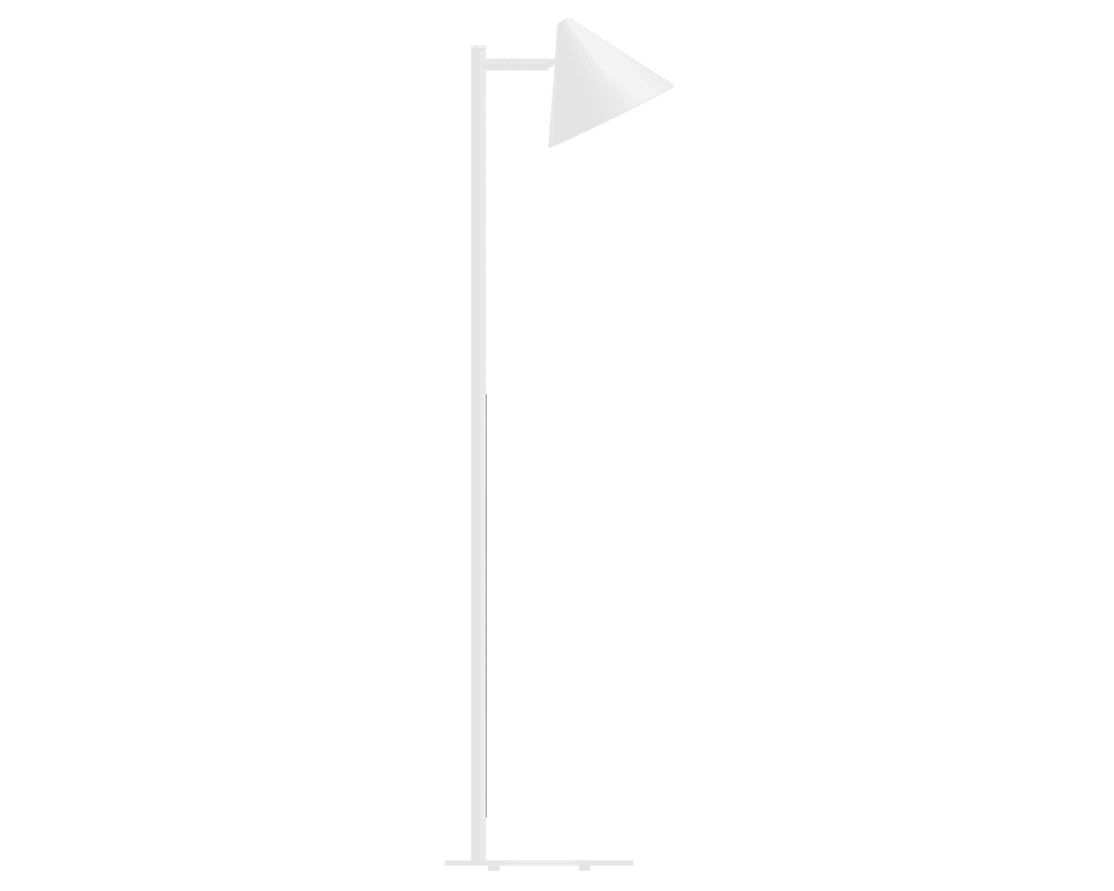 Tratt Micro Hvid gulvlampe Fra Westal - Funnel er en moderne gulvlampe lavet af rustfrit st&aring;l i hvid pulverlakeret farve.