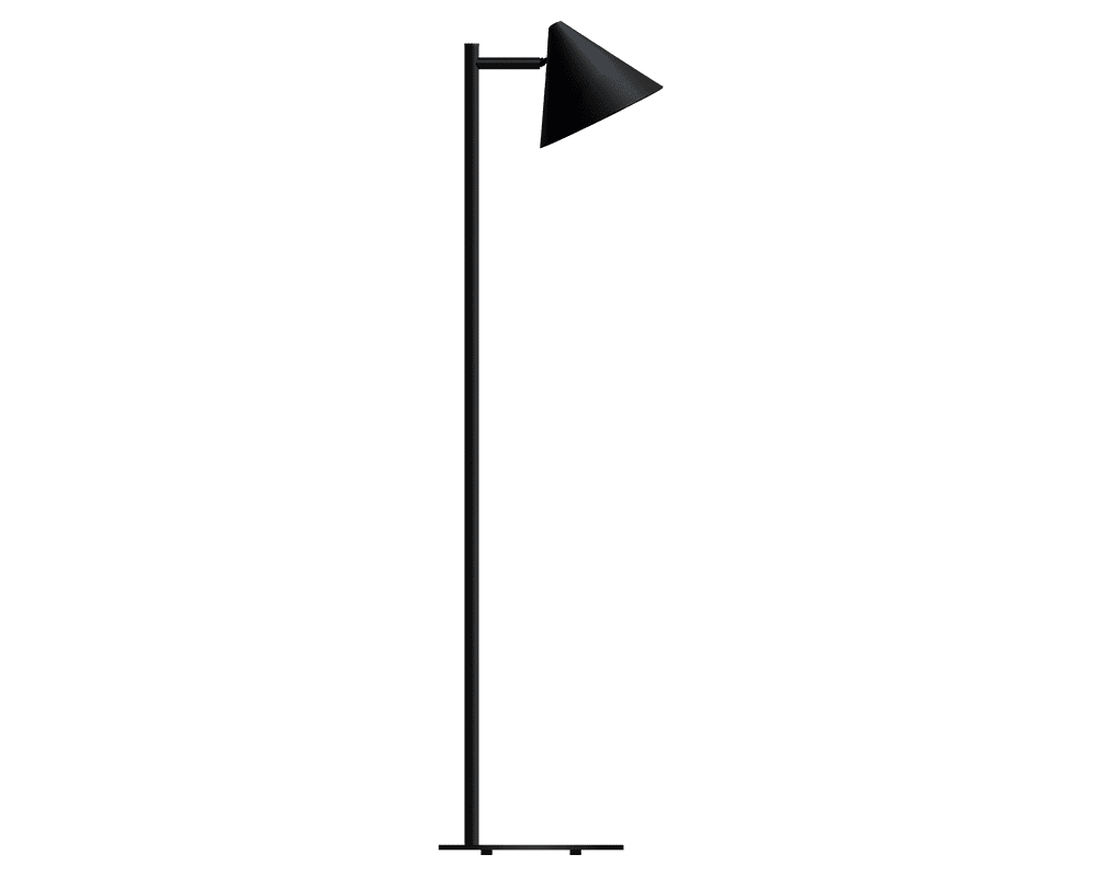 Tratt Micro Sort gulvlampe Fra Westal - Funnel er en moderne gulvlampe lavet af rustfrit st&aring;l i sort pulverlakeret farve.