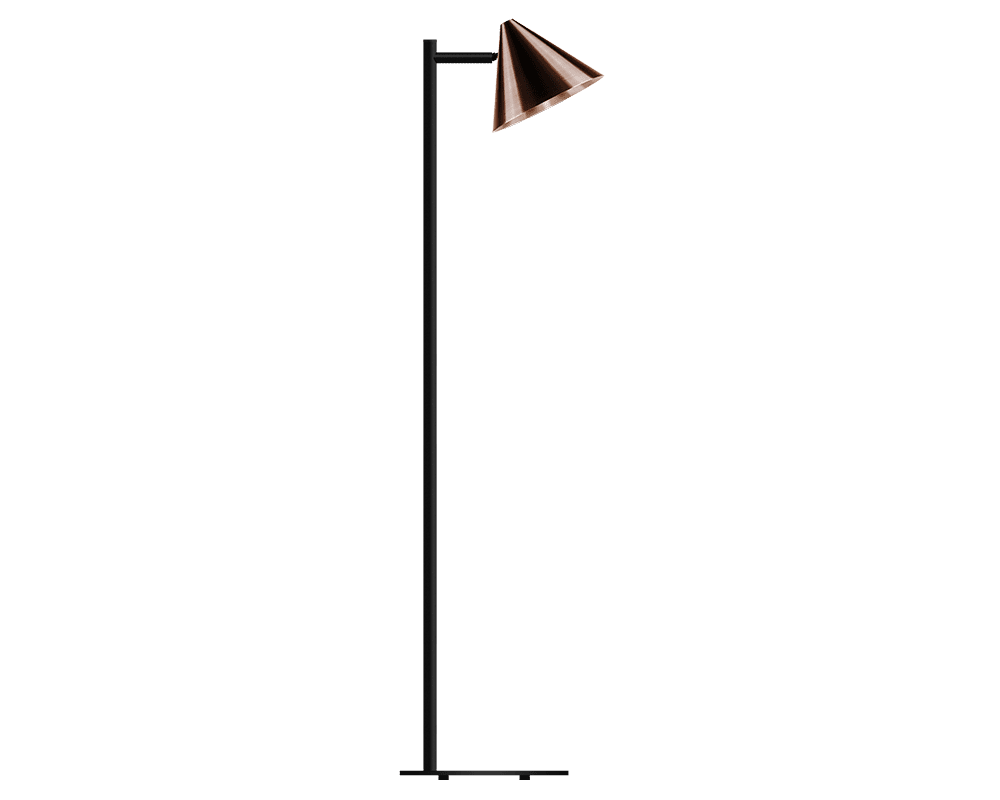 Zoom billede af Tratt Micro Mørk oxideret kobber gulvlampe Fra Westal - Funnel er en moderne gulvlampe lavet af kobber i en m&oslash;rk oxideret finish.