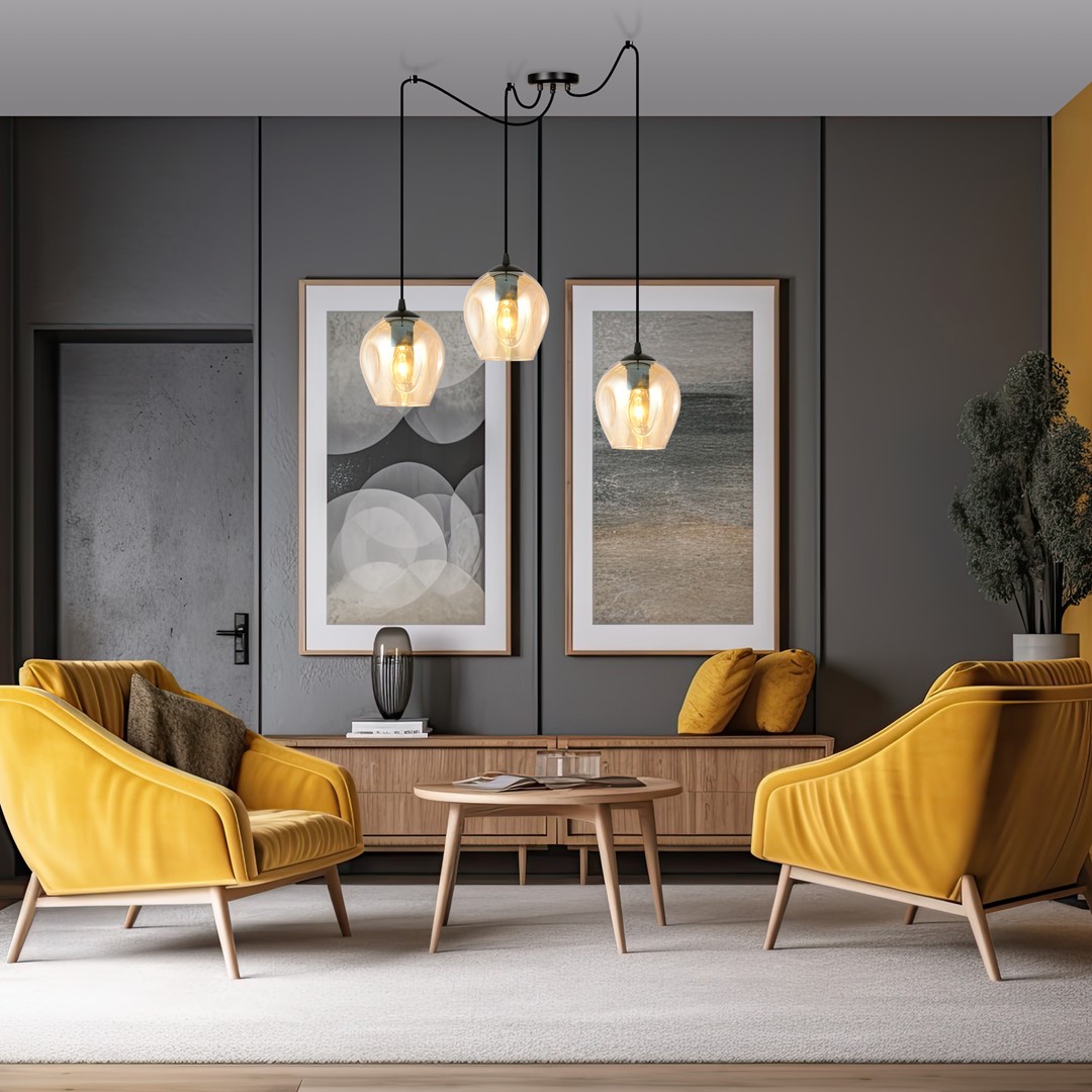 Level 28cm Rav loftslampe Fra Emibig Lighting - Den er ideel til h&oslash;je loftsrum og understreger deres moderne karakter og giver samtidig smuk belysning.