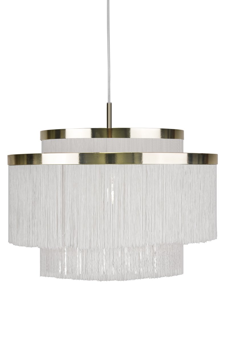 Frans Ø52 Hvid loftslampe Fra Globen Lighting - Ledningerne m&oslash;der metal i en messingfinish og skaber en elegant kontrast, der giver lampen et udtryksfuldt formsprog.