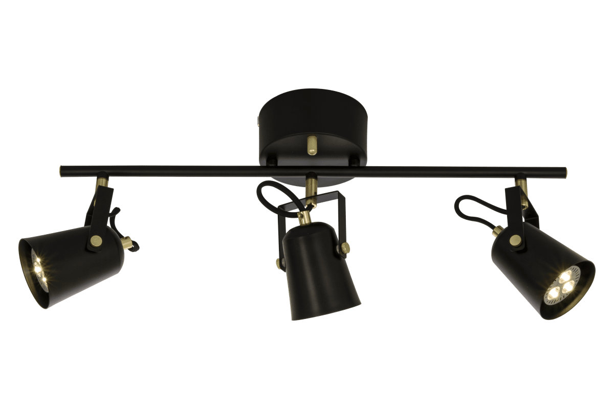 Metz 3 Sort spotlight Fra Aneta Lighting - Metz loftspot i metal.