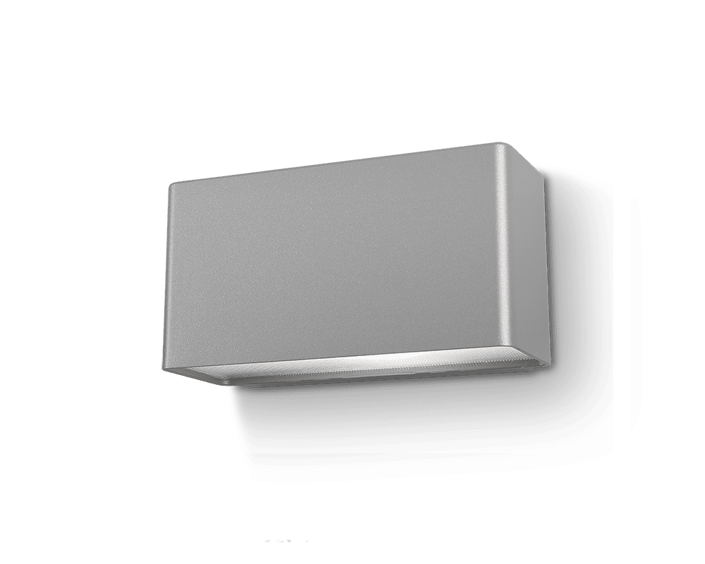 Jubilar II Grå udendørslampe Fra Westal - Vægarmatur med aluminiumsramme med mikroprismatisk persienne.